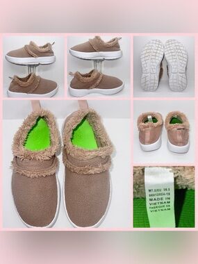 OOFOS OOCOOZIE Shoes with Faux Fur Trim - Taupe- chocolate